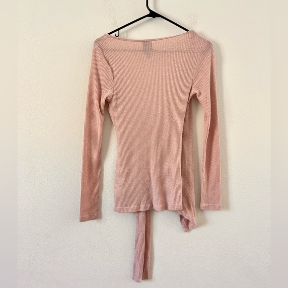 Bobeau Faux Wrap Ribbed Pink Balletcore Sweater Size Small - Picture 9 of 12